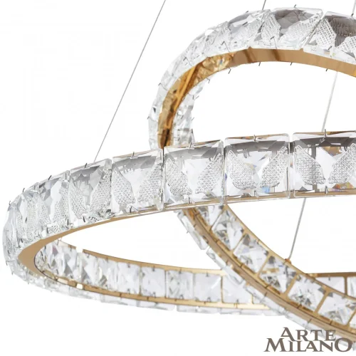 Люстра подвесная LED с пультом AM-Venezia 311311/D800-D600 GD Arte Milano прозрачная на 1 лампу, основание золотое в стиле современный кольца с пультом фото 6