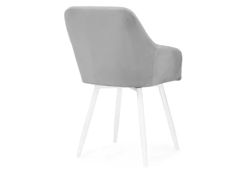 Кресло Слэм крутящееся светло-серое / белое 570177 Woodville, серый/велюр, ножки/металл/белый, размеры - ****530*640 фото 6