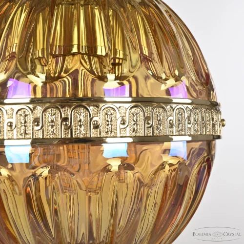 Светильник подвесной 5680/17 G Shampan/M-1H Bohemia Ivele Crystal янтарный 3 лампы, основание золотое в стиле классический  фото 3