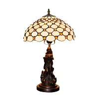 Настольная лампа Тиффани European OFT870 Tiffany Lighting коричневая бежевая 1 лампа, основание коричневое металл в стиле тиффани девушка орнамент