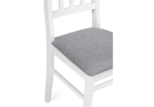 Деревянный стул Мириел белый / серый 527065 Woodville, серый/ткань, ножки/массив березы дерево/белый, размеры - ****450*500 фото 6