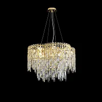 Люстра подвесная ABRIL SP12 GOLD Crystal Lux прозрачная на 12 ламп, основание золотое в стиле классический 