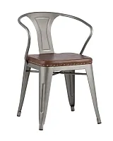 Стул TOLIX ARMS SOFT с подлокотниками серебристый УТ000001287 Stool Group, серебряный/экокожа, ножки/металл/серебристый, размеры - ****500*550