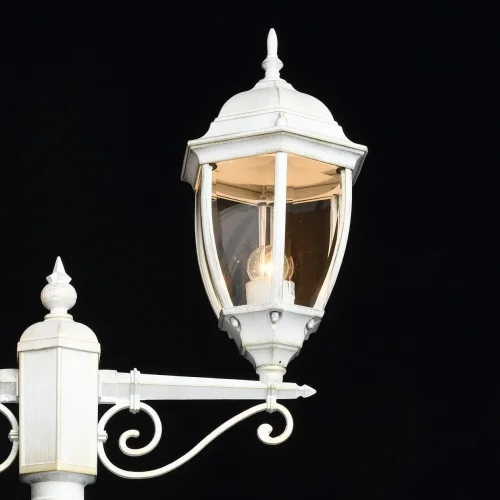 Парковый светильник Фабур 804041102 DeMarkt уличный IP44 белый 2 лампы, плафон прозрачный в стиле классический E27 фото 4
