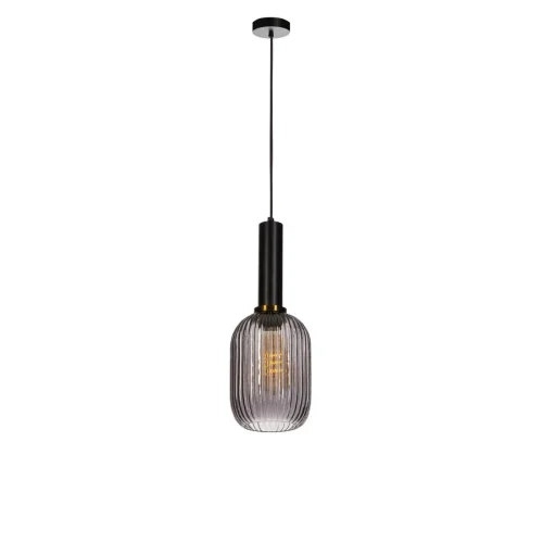 Светильник подвесной Iris 2070-A+BL LOFT IT серый чёрный на 1 лампу, основание чёрное в стиле лофт выдувное