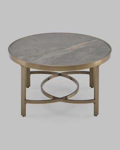 Журнальный столик Адриана 80*80, серая керамика, сталь шампань УТ000041496 Stool Group столешница серая из мрамор фото 2