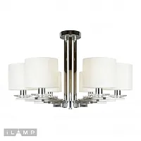 Люстра потолочная City DJ0606 CR iLamp белая на 6 ламп, основание хром в стиле американский современный 