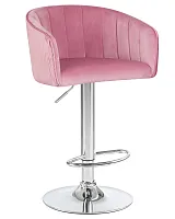 Стул барный 5025-LM DARCY,  цвет сиденья розовый (1922-16), цвет основания хром Dobrin, розовый/велюр, ножки/металл/хром, размеры - 860*1070***510*460