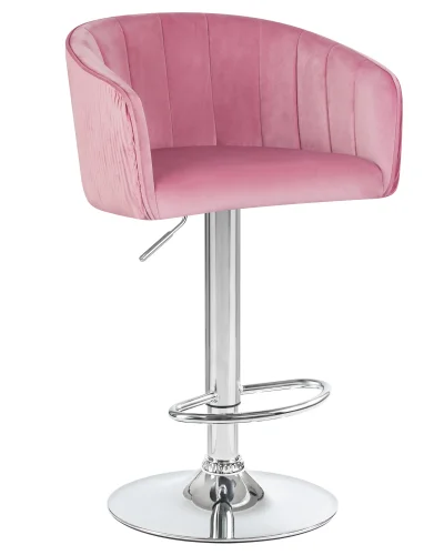 Стул барный 5025-LM DARCY,  цвет сиденья розовый (1922-16), цвет основания хром Dobrin, розовый/велюр, ножки/металл/хром, размеры - 860*1070***510*460