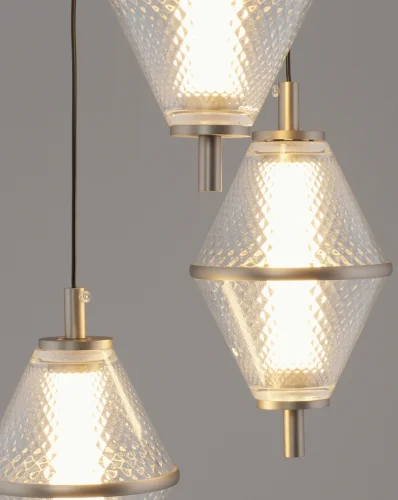 Светильник подвесной LED Senta V11368-PL Moderli прозрачный на 3 лампы, основание хром в стиле современный каскад фото 4