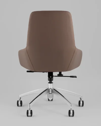 Кресло офисное TopChairs Soulo, бежевый, коричневый УТ000039419 Stool Group, бежевый/экокожа, ножки/металл/хром, размеры - *1005**** фото 4