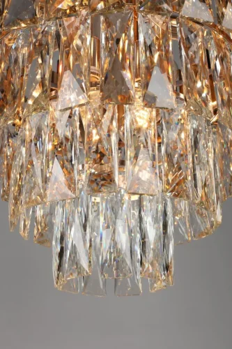 Люстра подвесная хрустальная Fontevivo OML-81903-12 Omnilux прозрачная на 12 ламп, основание матовое золото в стиле классический  фото 4