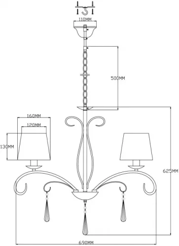 Люстра подвесная Aramco V2601-5P Moderli белая на 5 ламп, основание хром в стиле арт-деко  фото 2