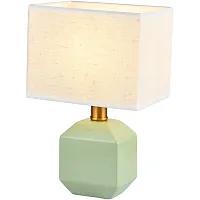Настольная лампа Rachael TL32757-T Toplight бежевая на 1 лампу, основание зелёное керамика в стиле современный Настольная лампа Rachael TL32757-T Toplight бежевая на 1 лампу, основание зелёное керамика в стиле современный