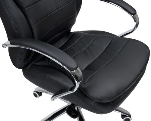 Офисное кресло для руководителей 108F-LMR LYNDON, цвет чёрный Dobrin, чёрный/экокожа, ножки/металл/хром, размеры - 1150*1200***670*670 фото 7