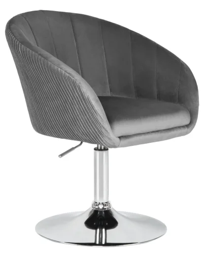 Кресло дизайнерское  8600-LM,  цвет сиденья серый велюр (1922-19), цвет основания хром Dobrin, серый/велюр, ножки/металл/хром, размеры - 750*900***600*570 фото 2