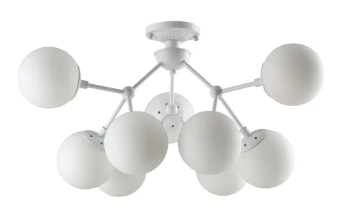 Люстра потолочная MEDEA PL9 WHITE Crystal Lux белая на 9 ламп, основание белое в стиле модерн шар