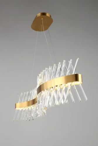 Люстра подвесная LED Strasatti OML-99903-44 Omnilux прозрачная на 1 лампу, основание бронзовое в стиле современный фото 2