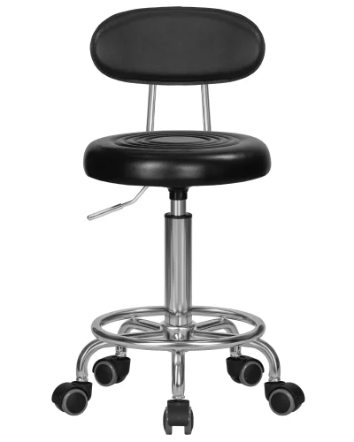 Табурет мастера DOBRIN BILLY (черный) цвет сиденья черный, цвет основания хромированная сталь Dobrin, чёрный/экокожа, ножки/металл/, размеры - 690*850**** фото 6