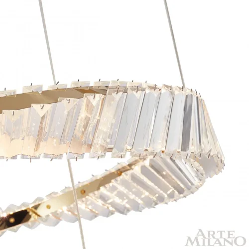 Люстра подвесная LED с пультом AM-Venezia 318311/D600-D400 GD Arte Milano прозрачная на 1 лампу, основание золотое в стиле современный кольца с пультом фото 7