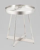 Журнальный столик Гера 50*50, белая керамика, сталь серебро УТ000039404 Stool Group столешница белая из керамика