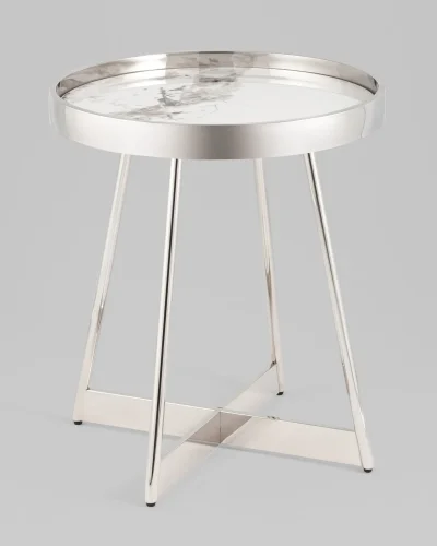 Журнальный столик Гера 50*50, белая керамика, сталь серебро УТ000039404 Stool Group столешница белая из керамика