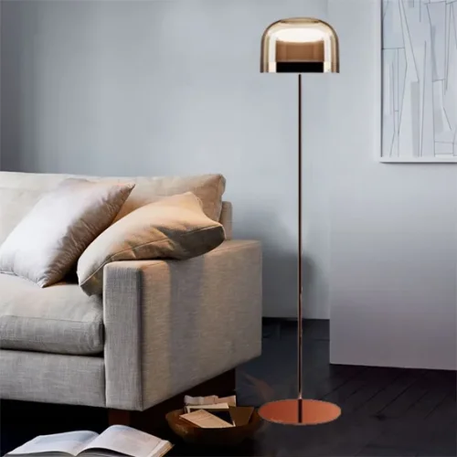 Торшер LED 0756FL-1PG Milosh Tendence  янтарный 1 лампа, основание медь в стиле современный арт-деко
 фото 2