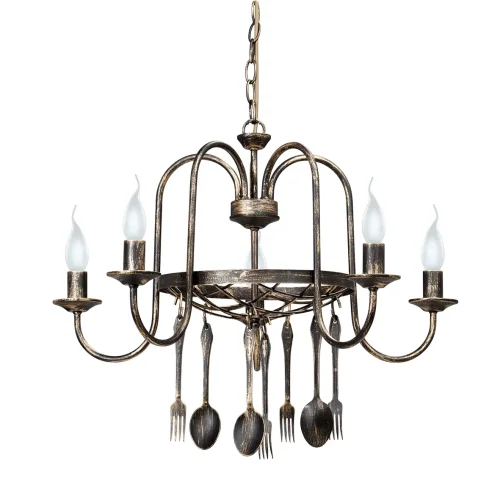 Люстра подвесная V1372/5 Vitaluce без плафона на 5 ламп, основание коричневое в стиле кантри ковка 