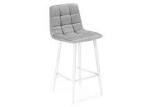 Полубарный стул Чилли К светло-серый / белый 537075 Woodville, серый/велюр, ножки/металл/белый, размеры - ****430*420