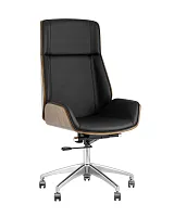 Кресло руководителя TopChairs Crown, черное УТ000030886 Stool Group, чёрный/экокожа, ножки/металл/хром, размеры - ****600*640