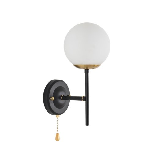 Бра с выключателем Elrona 8375/1W Lumion белый на 1 лампу, основание чёрное в стиле современный шар