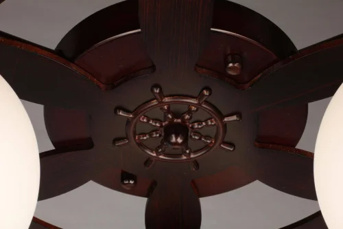 Люстра потолочная Fronteira OML-50507-03 Omnilux белая на 3 лампы, основание коричневое в стиле кантри  фото 4