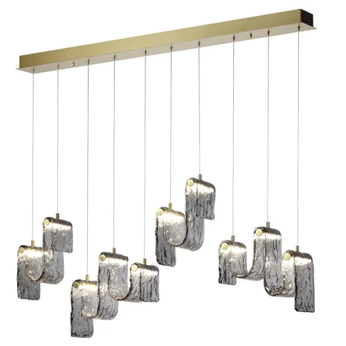 Светильник подвесной LED Flow 5106/52L Odeon Light серый дымчатый на 1 лампу, основание золотое в стиле арт-деко современный линейный фото 3