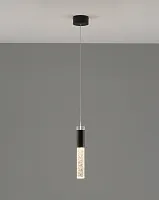 Светильник подвесной LED Ran V10895-PL Moderli прозрачный чёрный 1 лампа, основание чёрное в стиле модерн трубочки