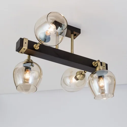 Люстра потолочная Болеро CL118145 Citilux янтарная прозрачная на 4 лампы, основание венге в стиле лофт модерн  фото 3