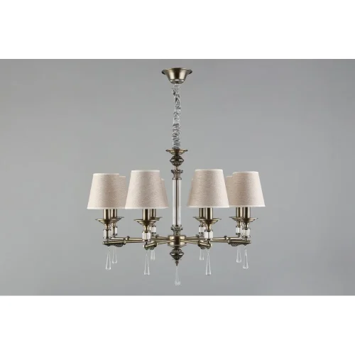 Люстра подвесная Rivoli OML-64213-08 Omnilux бежевая на 8 ламп, основание античное бронза в стиле классический фото 2