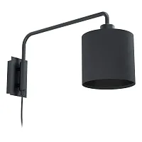 Бра с выключателем в розетку Staiti 1 99348 Eglo чёрный 1 лампа, основание чёрное в стиле современный 