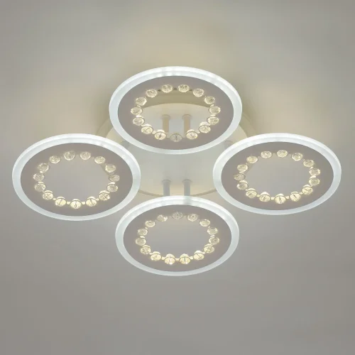 Люстра потолочная LED с пультом Мадлен 424013505 DeMarkt белая на 1 лампа, основание белое в стиле хай-тек с пультом кольца фото 5