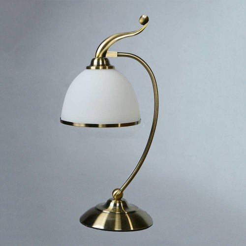 Настольная лампа MA02401T/001 Bronze Ambiente by Brizzi белая 1 лампа, основание бронзовое металл в стиле модерн 