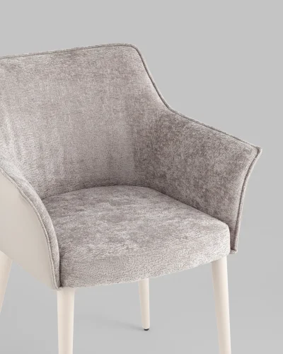 Стул обеденный Feston, слоновая кость, букле с экокожей УТ000039028 Stool Group, бежевый/экокожа букле, ножки/металл/белый, размеры - *780**** фото 7