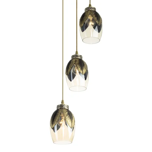 Светильник подвесной Гаруда CL420033 Citilux прозрачный 3 лампы, основание бронзовое в стиле современный каскад фото 4