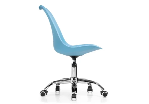 Компьютерное кресло Kolin blue 15078 Woodville, голубой/экокожа, ножки/металл/хром, размеры - *880***490*560 фото 3