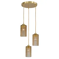 Светильник подвесной L 10030/3 Reccagni Angelo янтарный 3 лампы, основание матовое золото в стиле классический современный выдувное