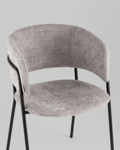 Кресло Нэлли New, букле светло-серый УТ000039411 Stool Group, серый/букле, ножки/металл/чёрный, размеры - ***** фото 7