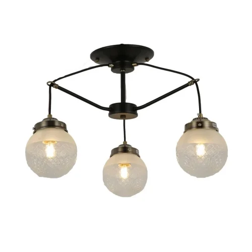 Люстра потолочная Stricce SLE110302-03 Evoluce белая прозрачная на 3 лампы, основание чёрное в стиле современный лофт шар