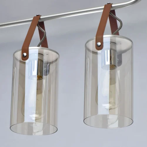 Светильник подвесной Тетро 673014604 DeMarkt прозрачный янтарный 4 лампы, основание серебряное в стиле современный  фото 3