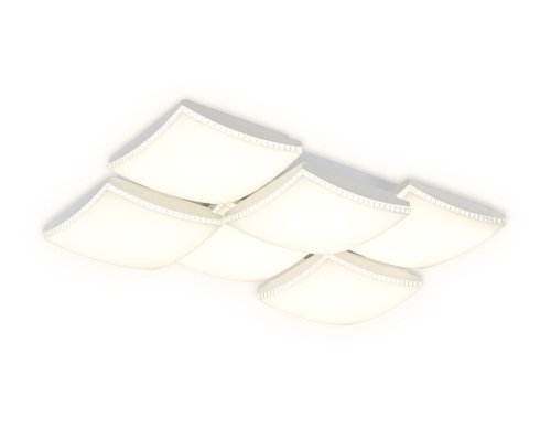 Люстра потолочная LED с пультом Parus FP2326 Ambrella light белая на 1 лампа, основание белое в стиле современный хай-тек с пультом квадраты фото 2
