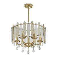 Люстра на штанге Sorrento-4309 374309/6/350/470 GD Arte Milano прозрачная янтарная на 6 ламп, основание золотое в стиле современный 