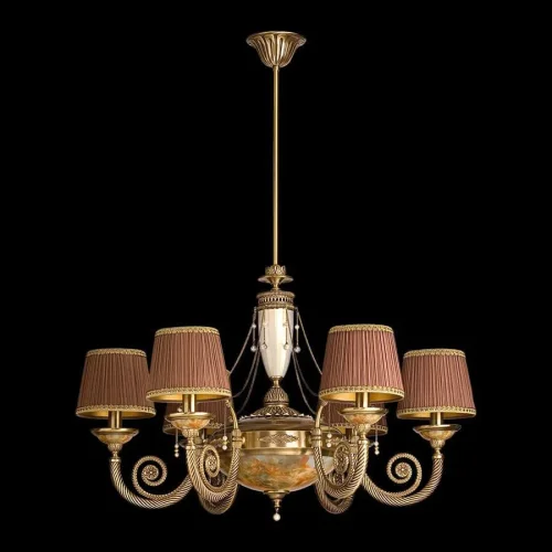 Люстра подвесная Bibione Abazur BIB-ZW-6(P/A)SR Kutek коричневая на 8 ламп, основание бронзовое в стиле классический фото 2
