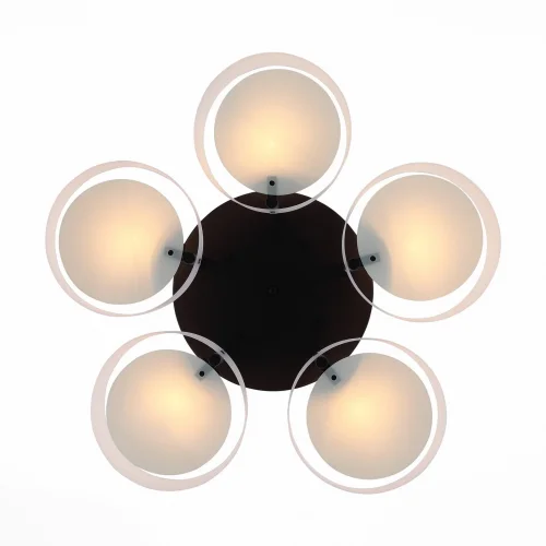 Люстра потолочная Foresta SL483.402.05 Evoluce белая на 5 ламп, основание чёрное в стиле модерн  фото 2